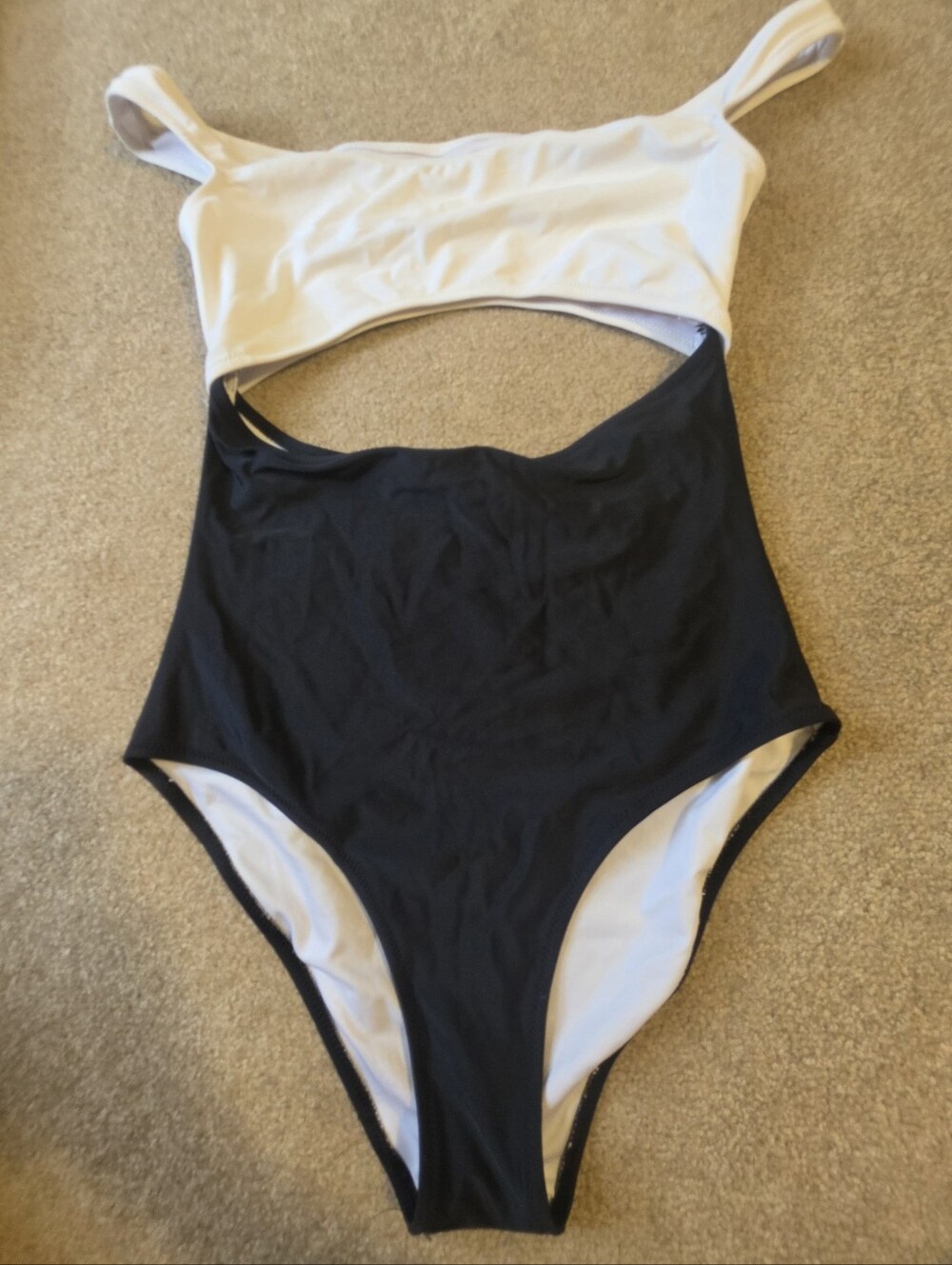 Cupshe Black and White Colorblock One-Piece Swimsuit (Brand: Cupshe)
